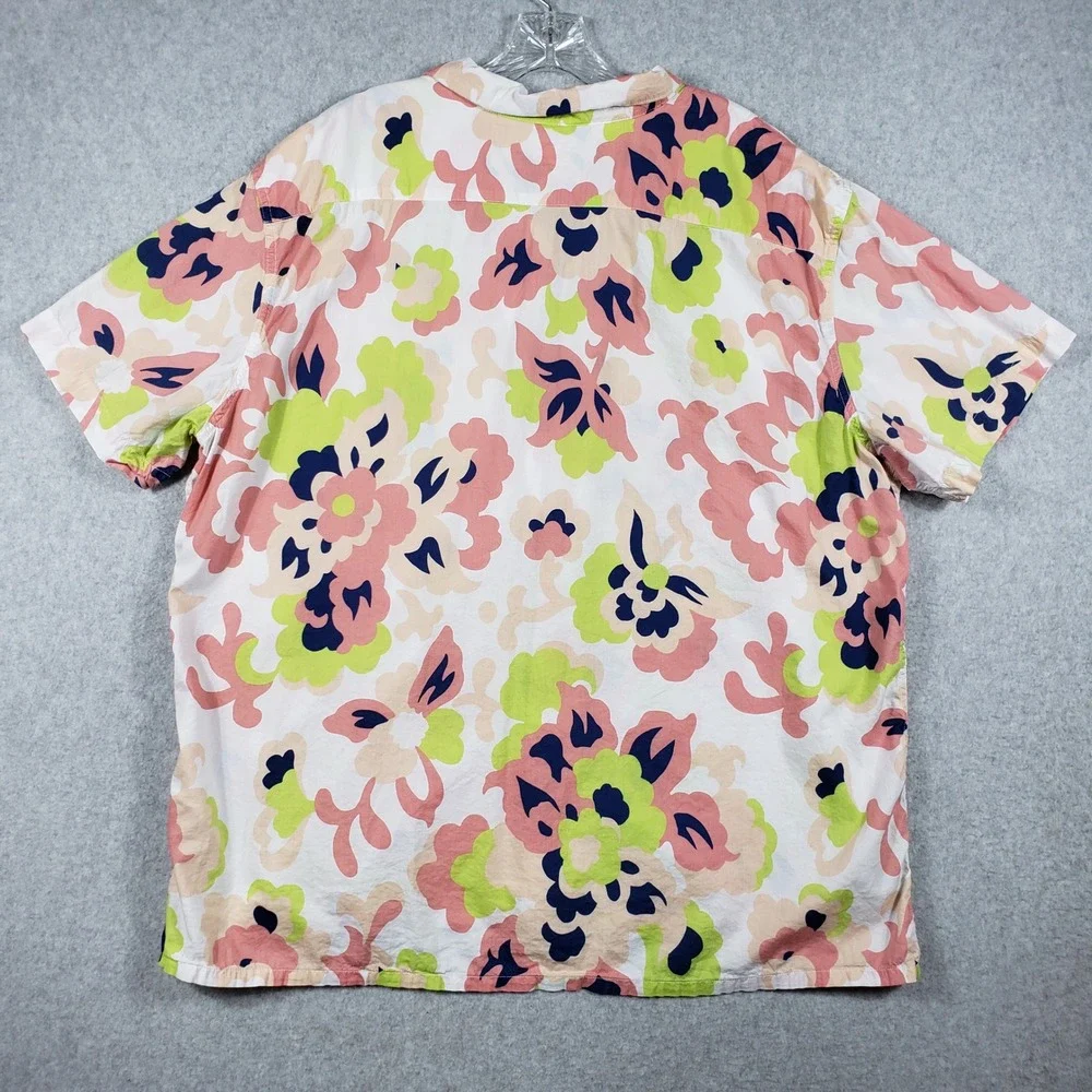 Levi's Shirt XL Pink Green Floral Tropical Viscose Cotton Blend Cabanacore‎ EUC